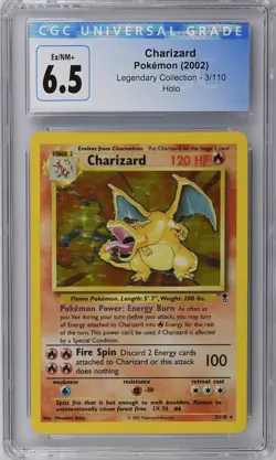 Charizard Holo - CGC 6.5 Ex/NM+- 2002 Pokemon Legendary Collection 3/110 Rare - Image 2