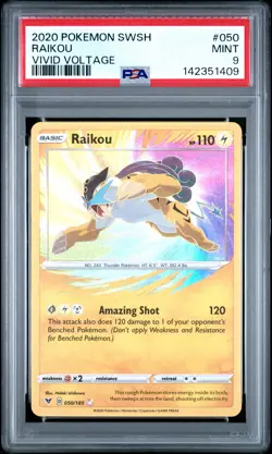 2020 POKEMON SWORD & SHIELD VIVID VOLTAGE #050 RAIKOU PSA 9 - Image 1