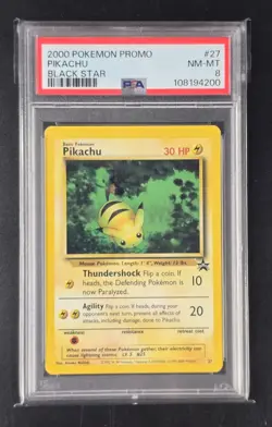 2000 Pokemon Promo Pikachu Black Star #27 PSA 8 TCG "Bumblebee" Ships FAST - Image 1