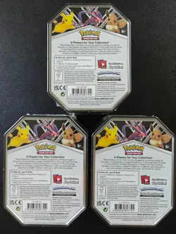 POKEMON SWSH V POWERS TINS SET - PIKACHU V, EEVEE V, & ETERNATUS V - Image 2