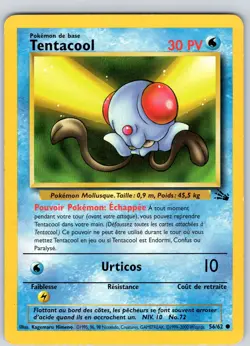 Pokemon TCG Tentacool Fossil 56/62 Unlimited Common (French) Card WOTC MP-LP - Image 1