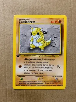 1st Edition SPANISH Sandshrew 62/102 Base Set - Common Pokemon Card - NM/Mint - Image 1