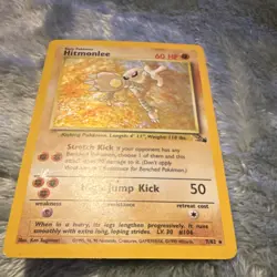 Pokemon Hitmonlee Fossil Holo Rare Basic 60HP 7/62 1999 English Card - Image 1