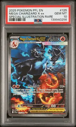 2025 POKEMON PFL EN-PHANTASMAL FLAMES #125 MEGA CHARIZARD X EX PSA 10 - Image 1