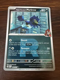 Team Rocket's Murkrow 126/217 Ascended Heroes Rocket Reverse Holo Pokemon TCG NM - Image 1
