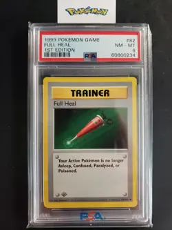 First Edition 1999 Pokemon Base Set 82/102 Full Heal PSA NM-MT 8 - Image 1