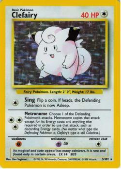 Clefairy - Holo - 5/102 Base Set - WOTC- Pokemon TCG - 1999-VINTAGE -NM/LP - Image 1