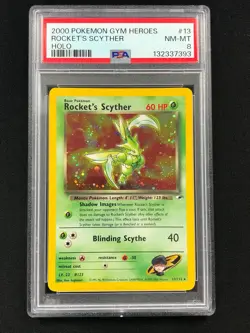 Pokemon 2000 Rocket's Scyther Holo 13/132 PSA 8 - Image 1