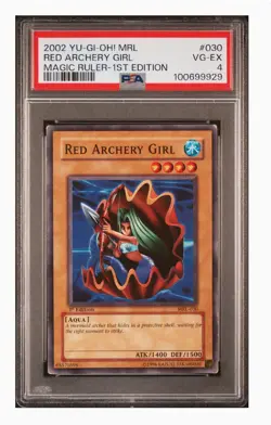 PSA 4 2002 YU-GI-OH! MRL-MAGIC RULER #030 RED ARCHERY GIRL 1ST EDITION - Image 1