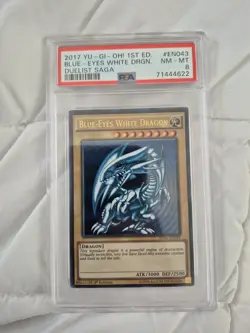 2017 YU-GI-OH blue Eyes White Dragon Duelist Saga Psa 8 - Image 1