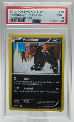 2013 POKEMON BLACK & WHITE PLASMA BLAST #55 HOUNDOUR REVERSE FOIL PSA 9 MINT - Image 1