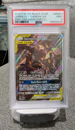 Pokemon Umbreon & Darkrai GX Tag Team Powers Coll. Full Art Promo SM241 PSA 9 - Image 1