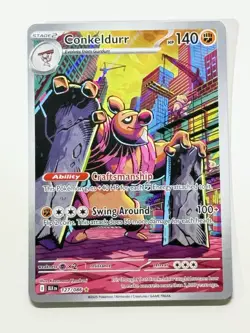 Conkeldurr 127/086 Full Art Holo Pokemon SV: Black Bolt English Near Mint - Image 3