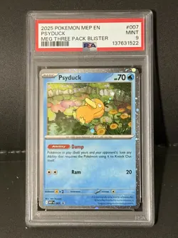 2025 Pokemon MEP Psyduck PSA 9 Promo ME Mega 007 - Image 1