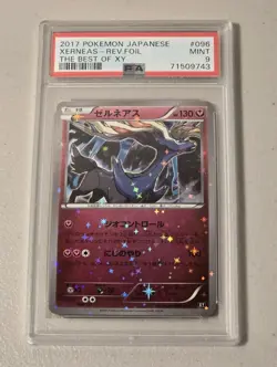 2017 Japanese Pokemon The Best XY Xerneas 96 Reverse Mirror Holo PSA 9 - Image 3