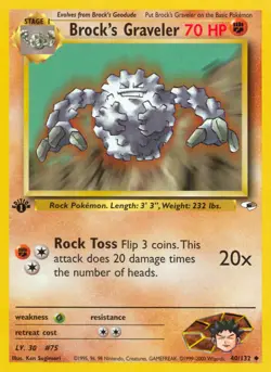 Pokemon TCG: Gym Heroes - Brock's Graveler - 1st Edition - 40/132 - Near Mint - Image 1