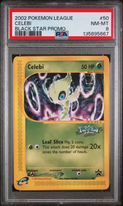 2002 POKEMON LEAGUE PROMO BLACK STAR #50 CELEBI PSA 8 - Image 1