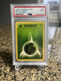 Pokemon PSA 9 1st Edition Base Grass Energy - Image 1