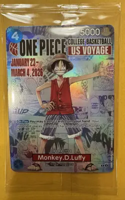 Bandai Namco One Piece CCG Monkey.D.Luffy US Voyage Promo Holo Card - Image 1