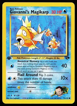 Giovanni's Magikarp 73/132 Common 1st Edition Gym Challenge Pokemon Card - Image 1