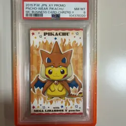 2015 😺 XY Promo Jap Poncho Wearing Pikachu MC Business Card Charizard Y PSA-8 - Image 4