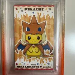 2015 😺 XY Promo Jap Poncho Wearing Pikachu MC Business Card Charizard Y PSA-8 - Image 5