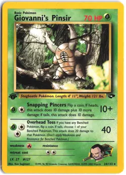 Giovanni's Pinsir 24/132 Rare Gym Challenge Pokemon 1st Edition - Image 1