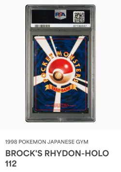 Pokemon TCG Brock's Rhydon Japanese Gym 112 Holo PSA 5 - Image 3