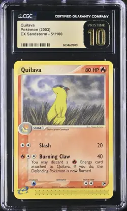 2003 Pokemon EX Sandstorm Quilava 51/100 CGC 10 Pristine - Image 1