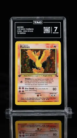 1999 Pokemon Fossil 1st Edition #12 Moltres-Holo TAG Graded - Image 1