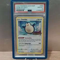 Pokemon Black Star Pre-Release Promo Snorlax-Holo #68 PSA 10 w/ graded guard - Image 1