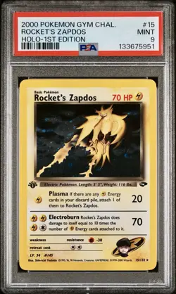 2000 POKEMON GYM CHALLENGE ROCKET'S ZAPDOS HOLO - 1ST EDITION PSA 9 #15 - Image 4