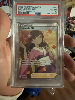 Pokemon TCG Furisode Girl Silver Tempest Trainer Full Art Holo Rare Psa 10 - Image 1