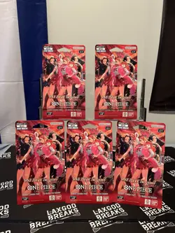 One Piece EB-03 Heroines Edition Sleeved Booster Packs - SEALED NEW (LOT OF 5) - Image 1