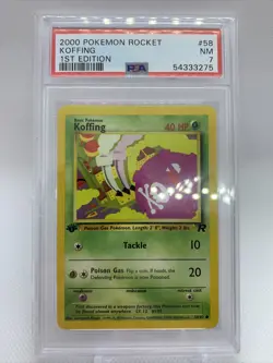 2000 1st Edition Team Rocket Pokemon Card #58 KOFFING PSA 7 Card Near Mint - Image 1