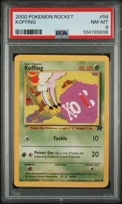 KOFFING #58 PSA 8 • 2000 POKEMON ROCKET GRADED CARD - Image 1