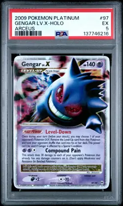 2009 POKEMON PLATINUM ARCEUS #97 GENGAR LV.X-HOLO PSA 5 - Image 1