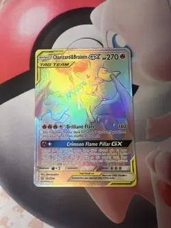 Charizard & Braixen Tag Team GX 251/236 Rainbow Holo Secret Rare Pokemon LP/DMG - Image 1