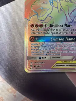 Charizard & Braixen Tag Team GX 251/236 Rainbow Holo Secret Rare Pokemon LP/DMG - Image 3