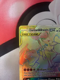 Charizard & Braixen Tag Team GX 251/236 Rainbow Holo Secret Rare Pokemon LP/DMG - Image 4