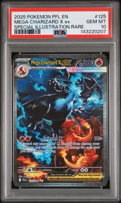 2025 Pokemon PFL EN Mega Charizard x Ex Special Illustration Rare PSA 10 125/094 - Image 1