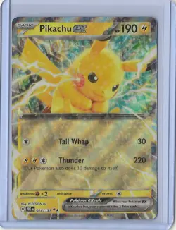 Pokemone TCG - Pikachu ex Double Rare SV: Prismatic Evolutions 028/131 NM - Image 1