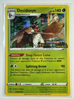 Pokemon Card - Decidueye SWSH035 Darkness Ablaze Prerelease Black Star Promo - Image 1