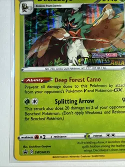 Pokemon Card - Decidueye SWSH035 Darkness Ablaze Prerelease Black Star Promo - Image 5