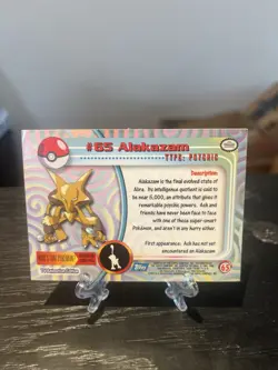 1999 Topps Pokemon TCG Alakazam #65 Blue Logo TV Animation Edition Series 1 MP - Image 2