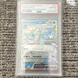 Pokemon Vaporeon EX Prismatic Evolutions Holo PSA 10 023/131 280 HP - Image 1