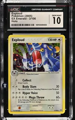 Pokemon Cards - CGC 10 - Exploud 3/106 - EX Emerald Holo - MINT - SWIRL - Image 1