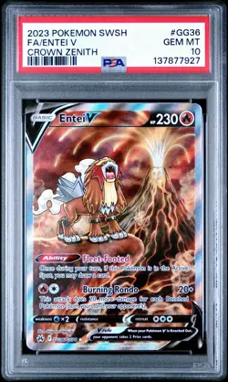 2023 POKEMON SWORD & SHIELD CROWN ZENITH #GG36 FULL ART/ENTEI V PSA 10 - Image 1