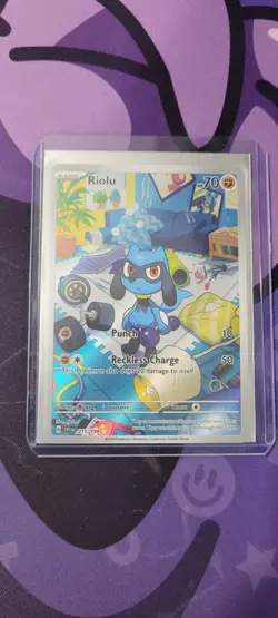 Pokemon TCG Riolu Scarlet & Violet Base Set 215/198 Holo Illustration Rare - Image 1