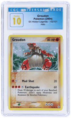 2004 Pokemon Ex Hidden Legends Groudon Holo #102 CGC PRI - Image 1